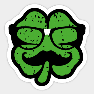 Funny St Patricks Day Nerdy Geek Shamrock Mustache Sticker